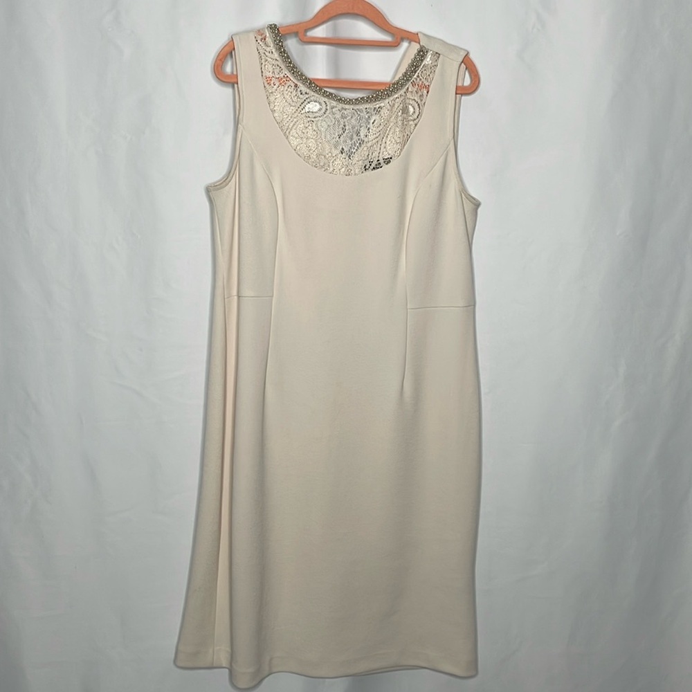 Maya Brooke Pearl Lace Cream Dress Set | Size 16 - Picture 9 of 16